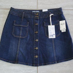 Jolt Women's Button Up Stretch Denim Jean Skirt Size 11